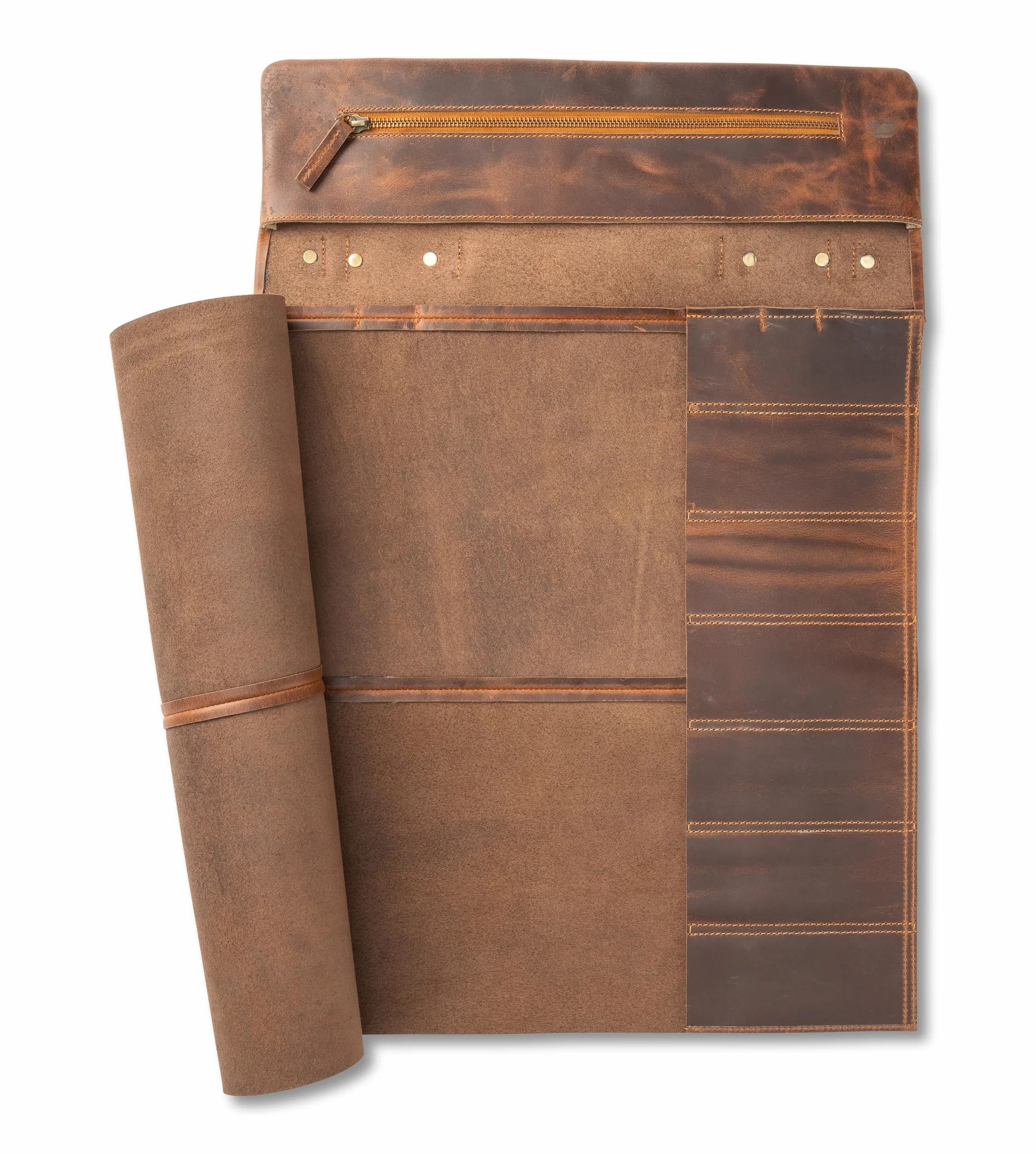 Angus Stoke Borsa portacoltelli extra grande in pelle di bufalo per cuochi – Premium in vera pelle professionale – Coltello da cuoco richiudibile – Borsa da cucina Ethan