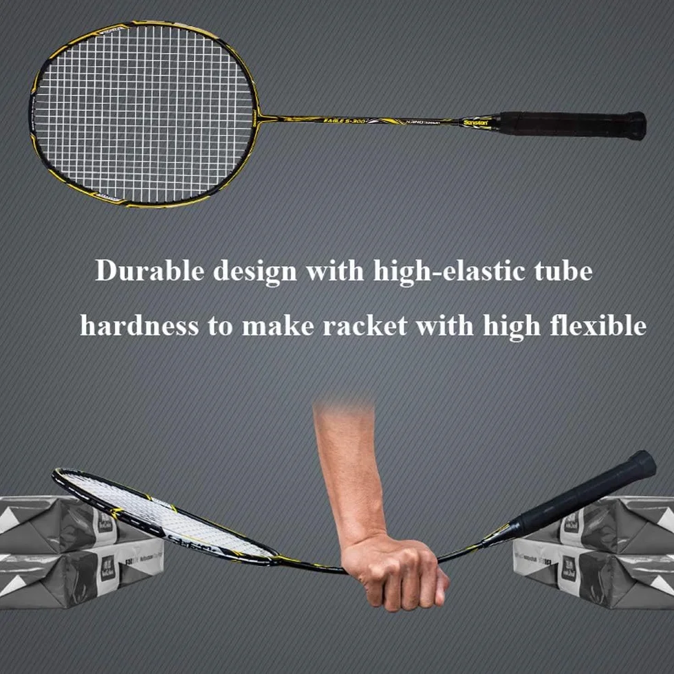 Senston Racchetta da Badminton in Carbonio Grafite con Custodia protettivi di qualità con Volano,Overgrip