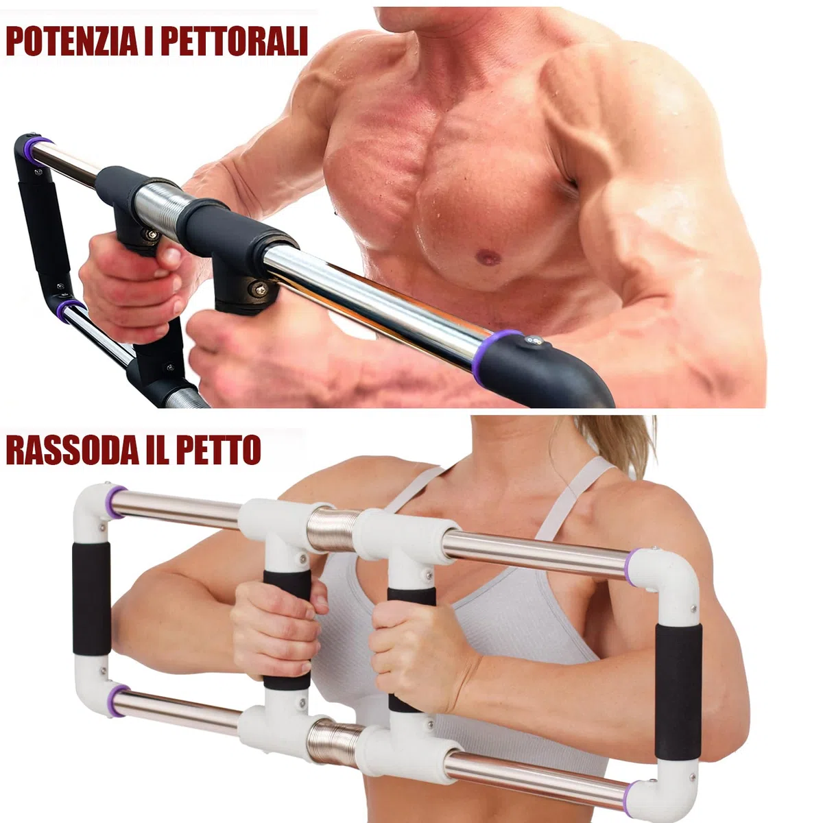 GOFITNESS Push Down Bar Attrezzo per Pettorali | Esercizi Petto, Braccia, Spalle, Addominali e Schiena - Allenatore per Pettorali Attrezzo per Allenamento della Forza a Casa
