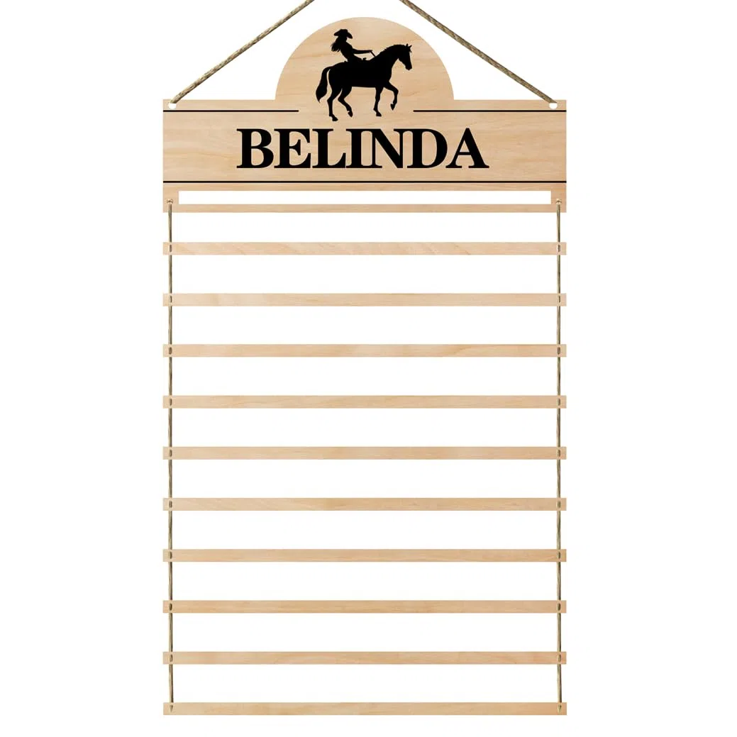 Espositore per medaglie equestre personalizzato Supporto per medaglie sportive Equitazione Premi Corsa di cavalli Organizzatore Nastri Supporto in legno Decorazione Rack Giocatori Appesi