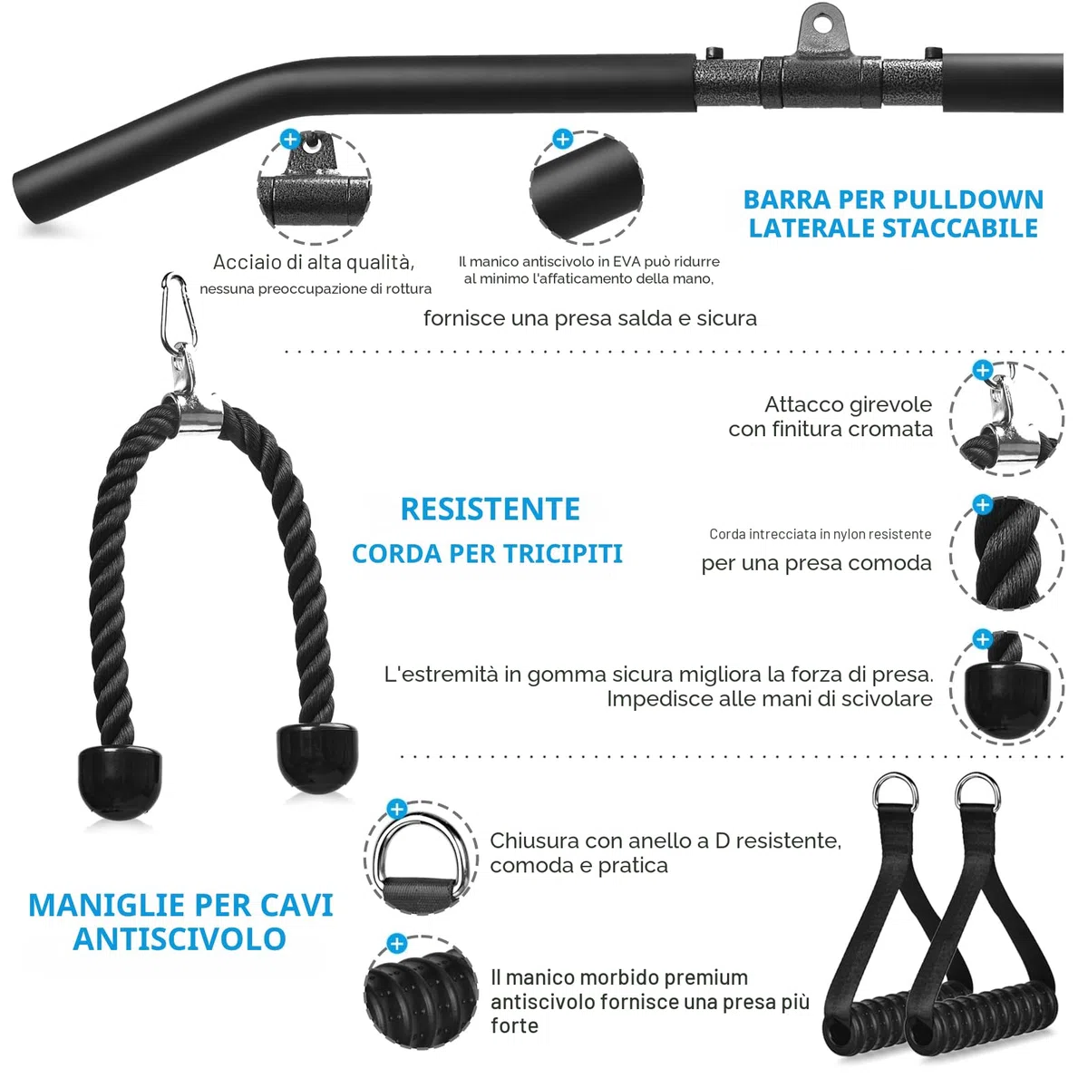 Carrucola Palestra,Puleggia Palestra Doppia Carrucola Cavi Palestra Multifunzione Lat Machine Palestra Casa per Allenamento della Forza dell’upper Body