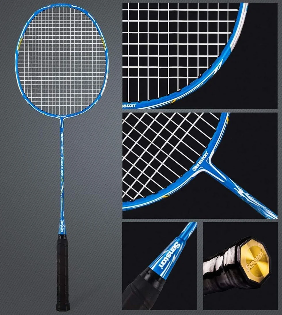 Senston Racchetta da Badminton in Carbonio Grafite con Custodia protettivi di qualità con Volano,Overgrip