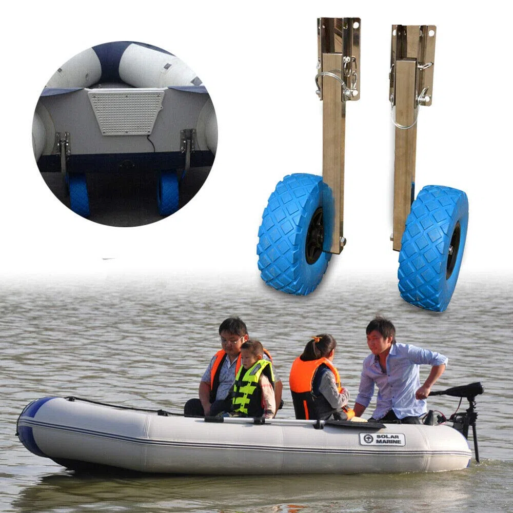 Carrello di trasporto per gonfiabili, in acciaio inox, ruote posteriori, ruote gonfiabili, ruote per il trasporto, per yacht, gommoni, kayak, carico massimo 150 kg