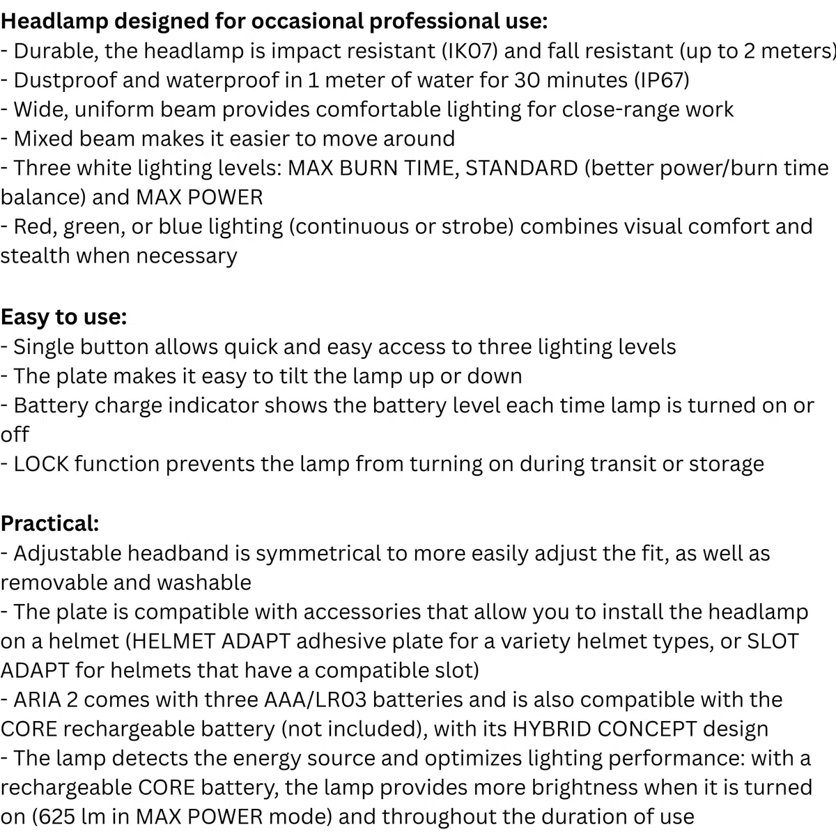 PETZL Lampada frontale ARIA 2 RGB - Nero (450 lm) [New Gen]