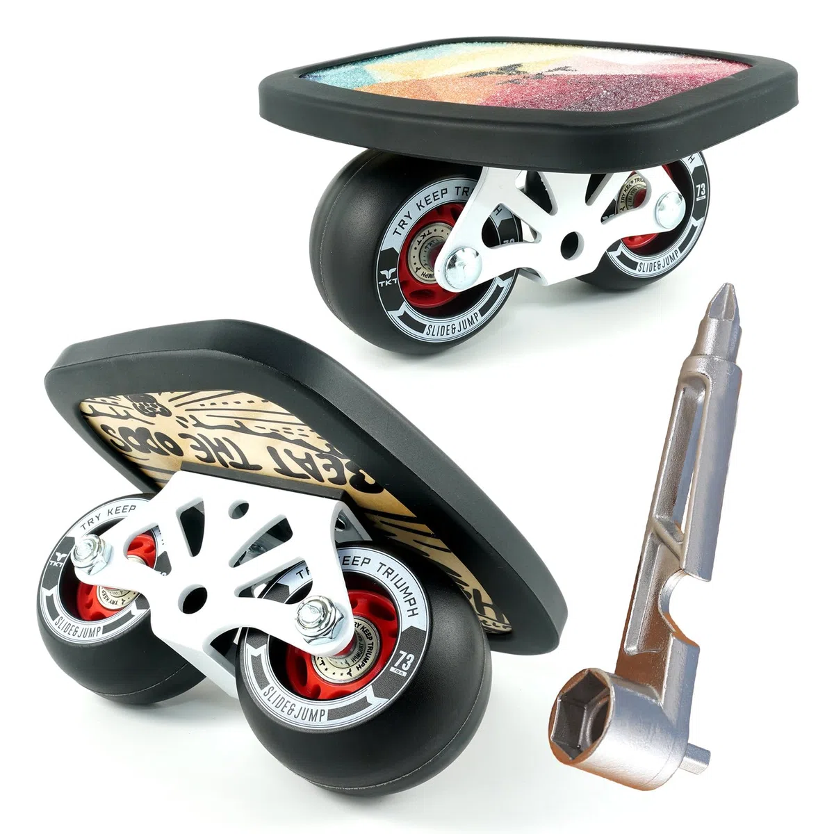 TKT Pattini liberi da esterno, in metallo, ad alta resilienza, Drift Board con bordo protettivo, cuscinetto di alta qualità, portatile, per esterni