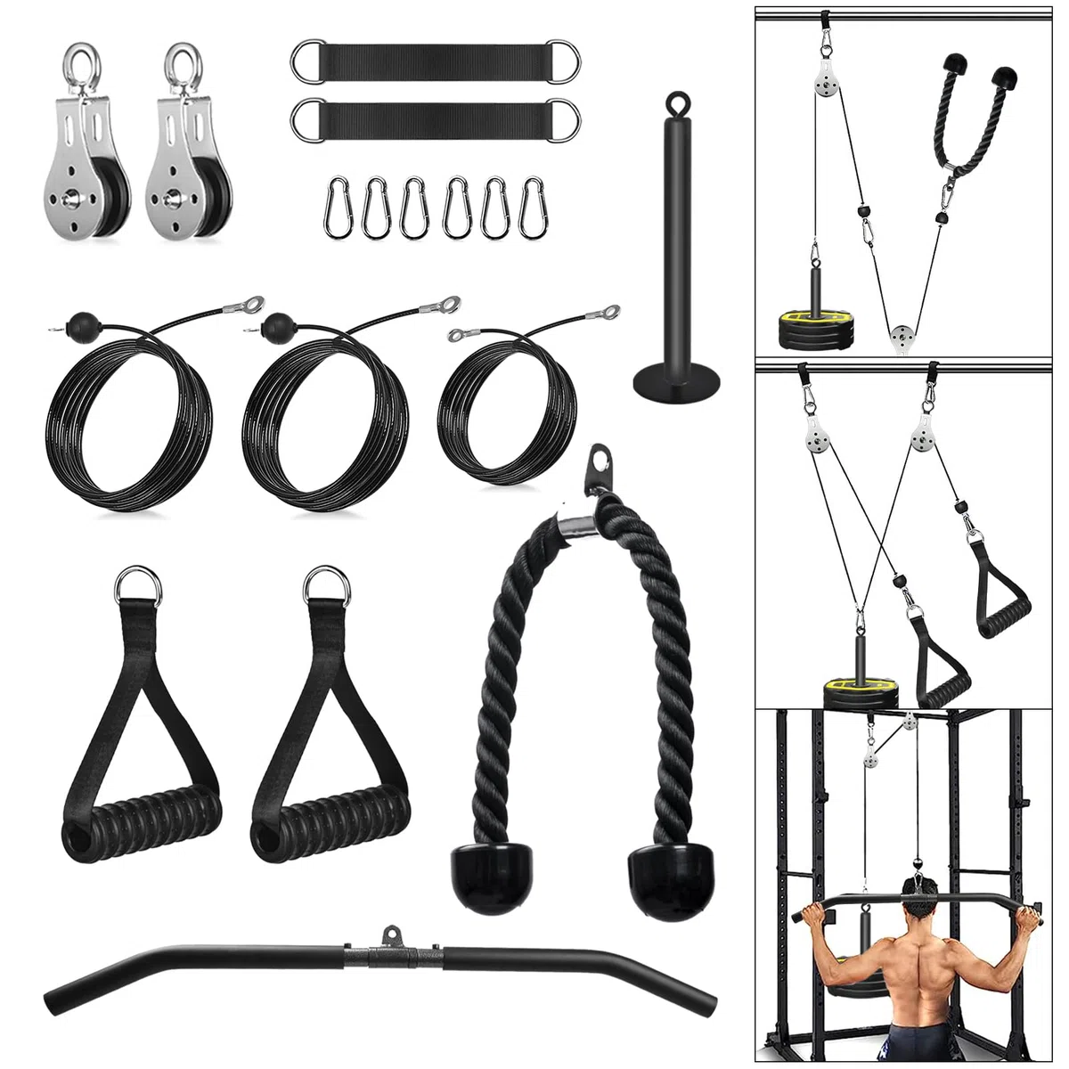 Carrucola Palestra,Puleggia Palestra Doppia Carrucola Cavi Palestra Multifunzione Lat Machine Palestra Casa per Allenamento della Forza dell’upper Body