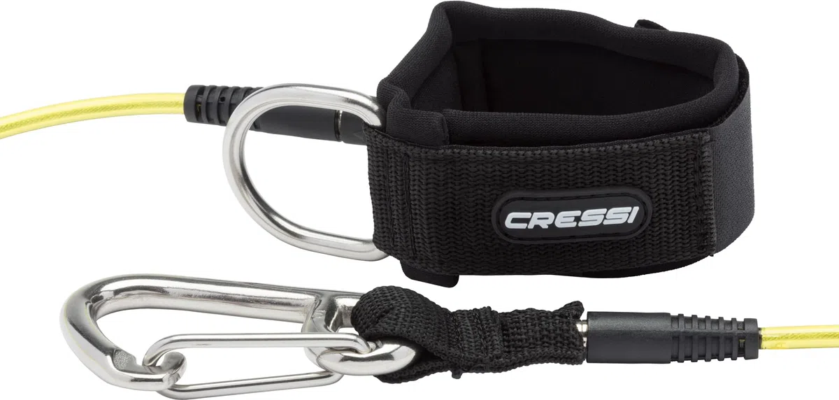 Velcro CRESSI Lanyard Apnea Cavo di Sicurezza con Moschettone in Acciaio Inox e Cinturino in Neoprene per Polso o Caviglia, Accessorio Subacquea per Line Diving e Allenamento
