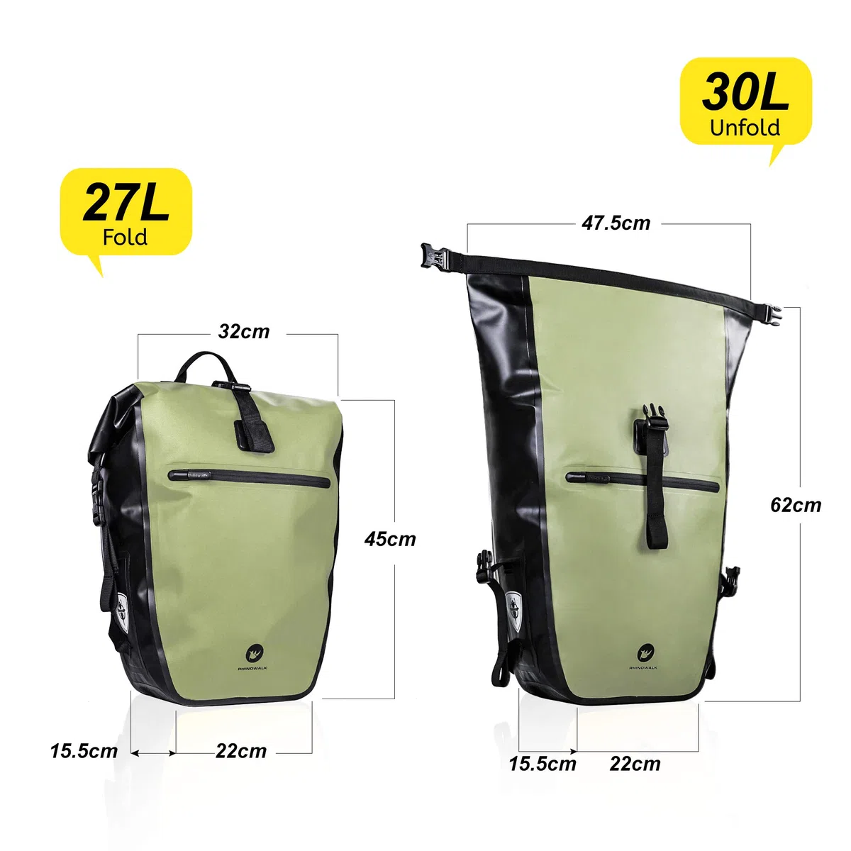 BAIGIO 27L / 30L Multi-Tasca Borsa per Bicicletta Impermeabile Borse Portapacchi Posteriore Bici MTB Sacchetto della Bicicletta per Ciclismo e Viaggio (Verde)