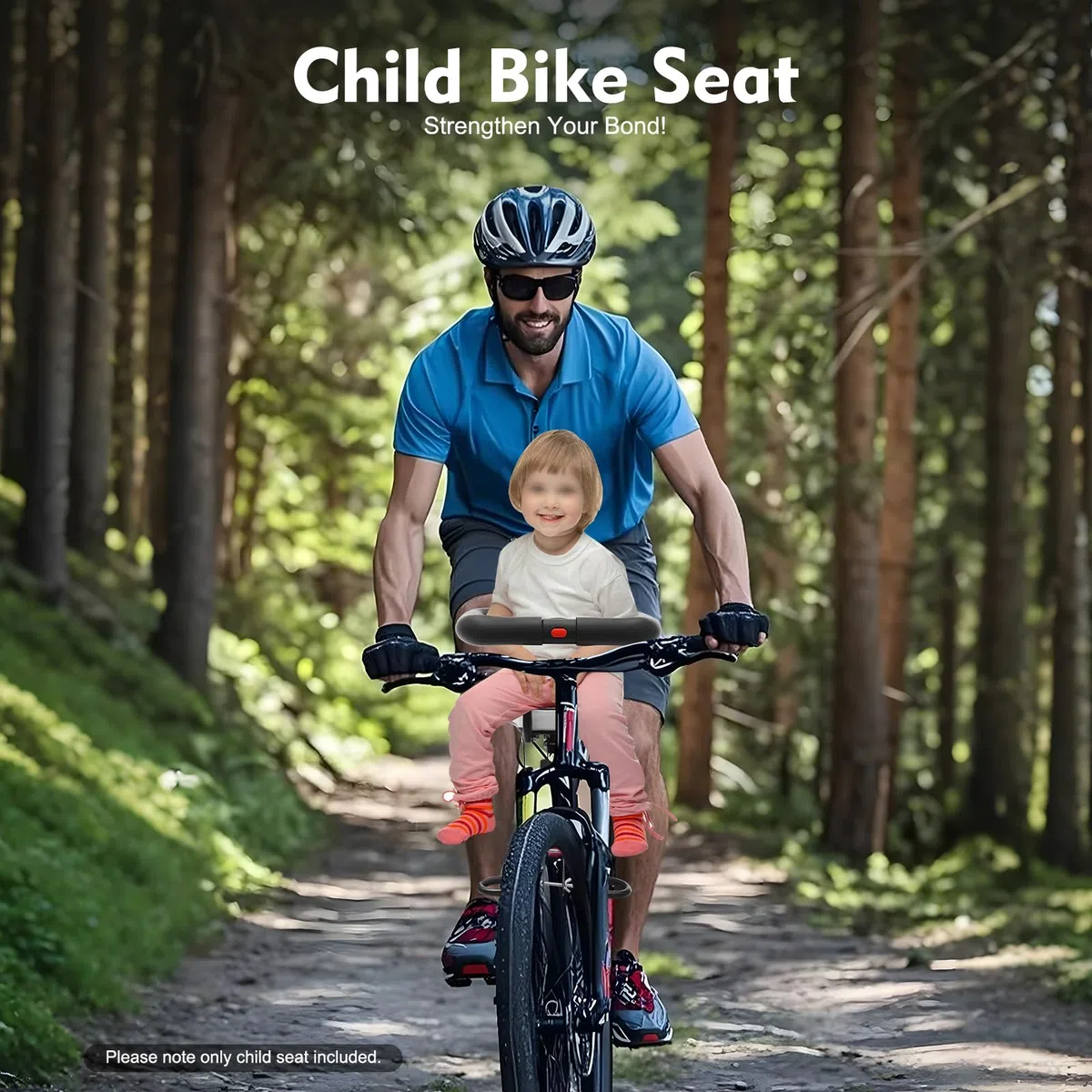 Seggiolino anteriore per bicicletta per bambini a partire da 1 anno – Seggiolino anteriore per bambini con telaio in acciaio, poggiapiedi regolabili e cinture a 5 punti per bici elettriche e