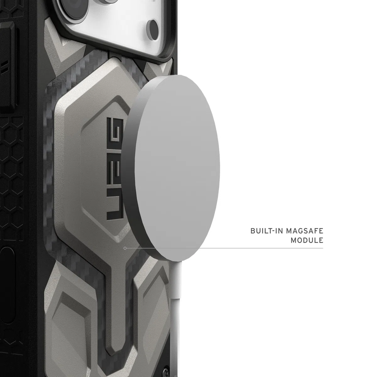 Urban Armor Gear Monarch Pro Case compatibile con Apple iPhone 17 Pro Max Custodia (Ricarica wireless/magnetica, Protezione a 5 strati) titanio