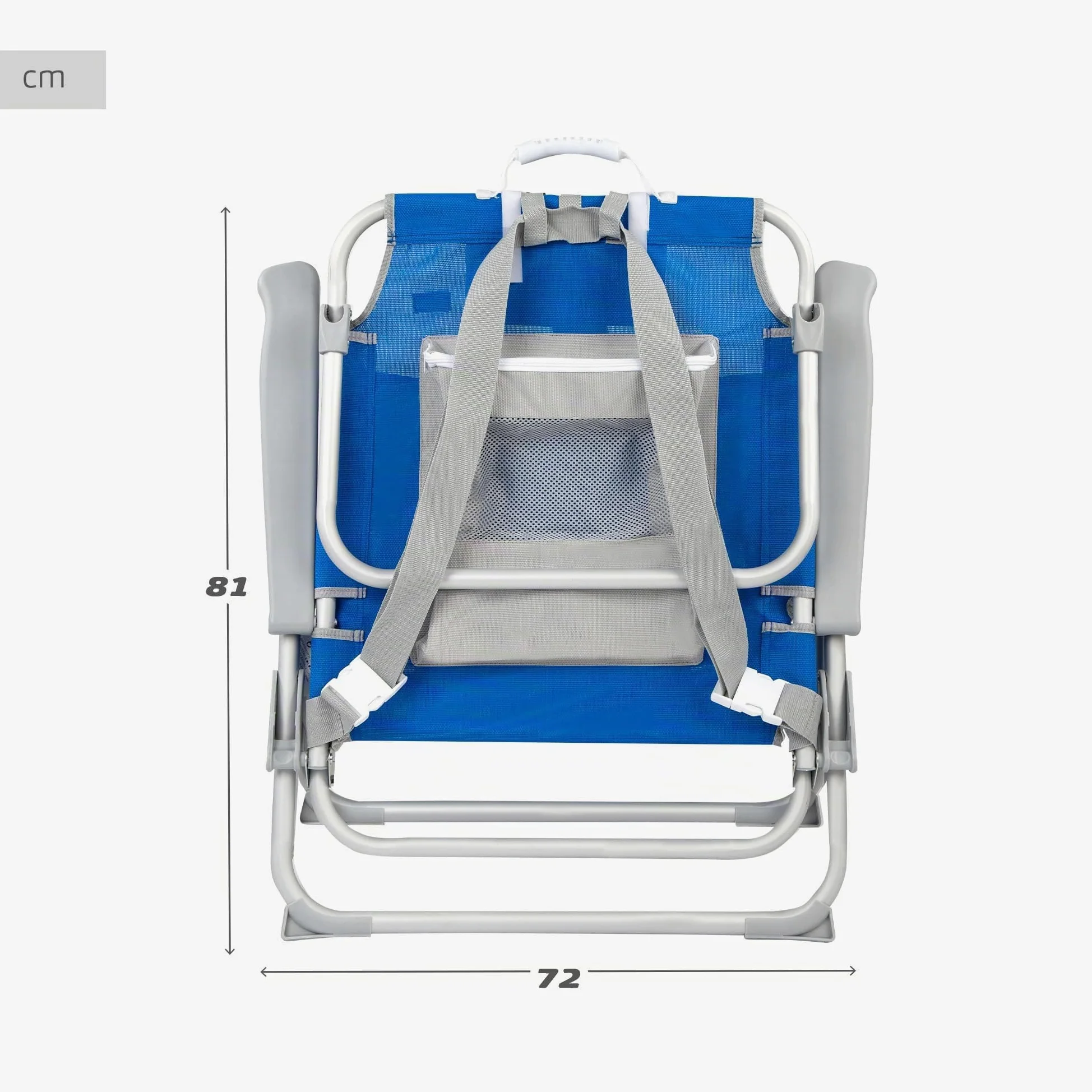 AKTIVE Sedia da spiaggia pieghevole e reclinabile con 5 posizioni, seduta e altezza XXL, portatile e pieghevole 55x66x86 cm, include cuscino, 1 tasca