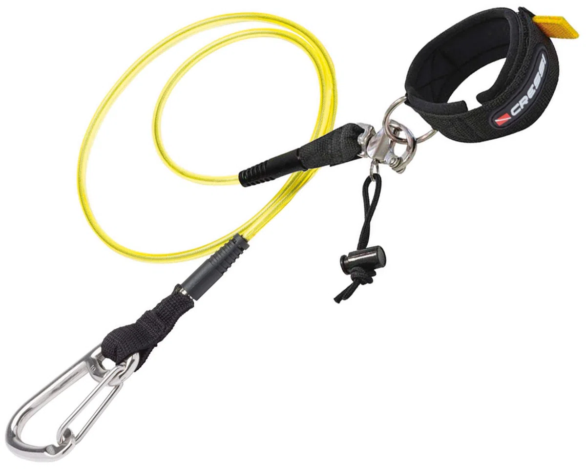 Velcro CRESSI Lanyard Apnea Cavo di Sicurezza con Moschettone in Acciaio Inox e Cinturino in Neoprene per Polso o Caviglia, Accessorio Subacquea per Line Diving e Allenamento