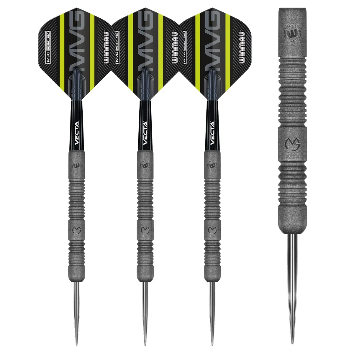 WINMAU Set di Freccette Michael Van Gerwen MvG Exact Steeltip – Include Alette e steli, Disponibili in 21,5 g, 23 g, 24 g e 25 g, Set di Freccette Professionali al 90% in tungsteno