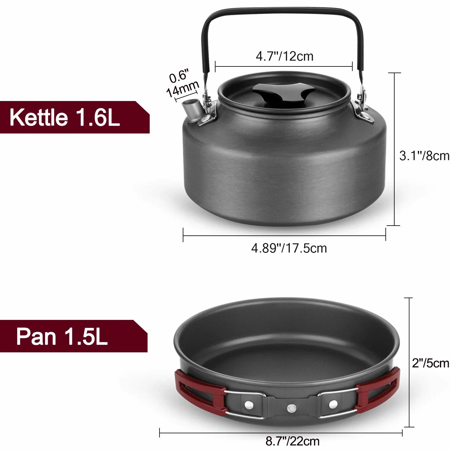 Odoland Set Pentole da Campeggio con Padella, Bollitore, Tazze e Piatti in Acciaio Inox e Posate Pieghevoli