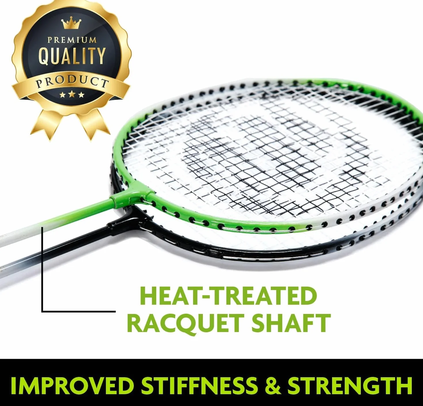 E-Jet EOB72740, Set Combinato di Racchette da Badminton e volani Unisex-Adolescente, Verde, 5.1 x 7.8Ft