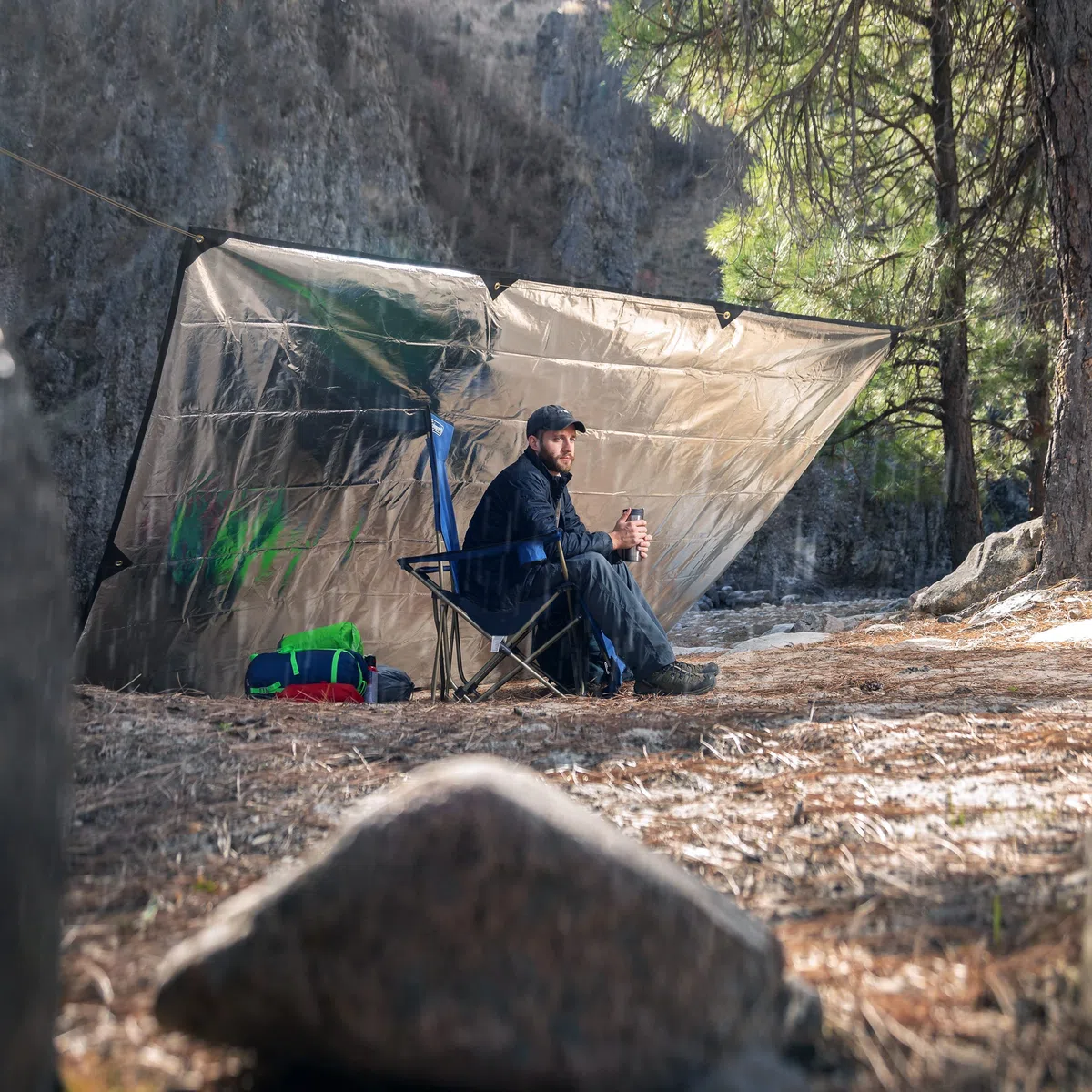 Arcturus XL Survival Tarp - Telo isolante riflettente termico da campeggio, 22,5 x 30,5 m, colore: marrone chiaro