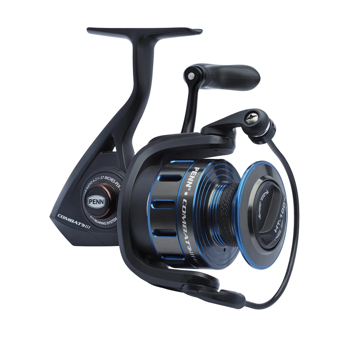PENN Mulinello Combat III per pesca in acqua salata, versatile, per barca, kayak, riva, spinning, jigging, surf e uso a tutto tondo, nero/blu