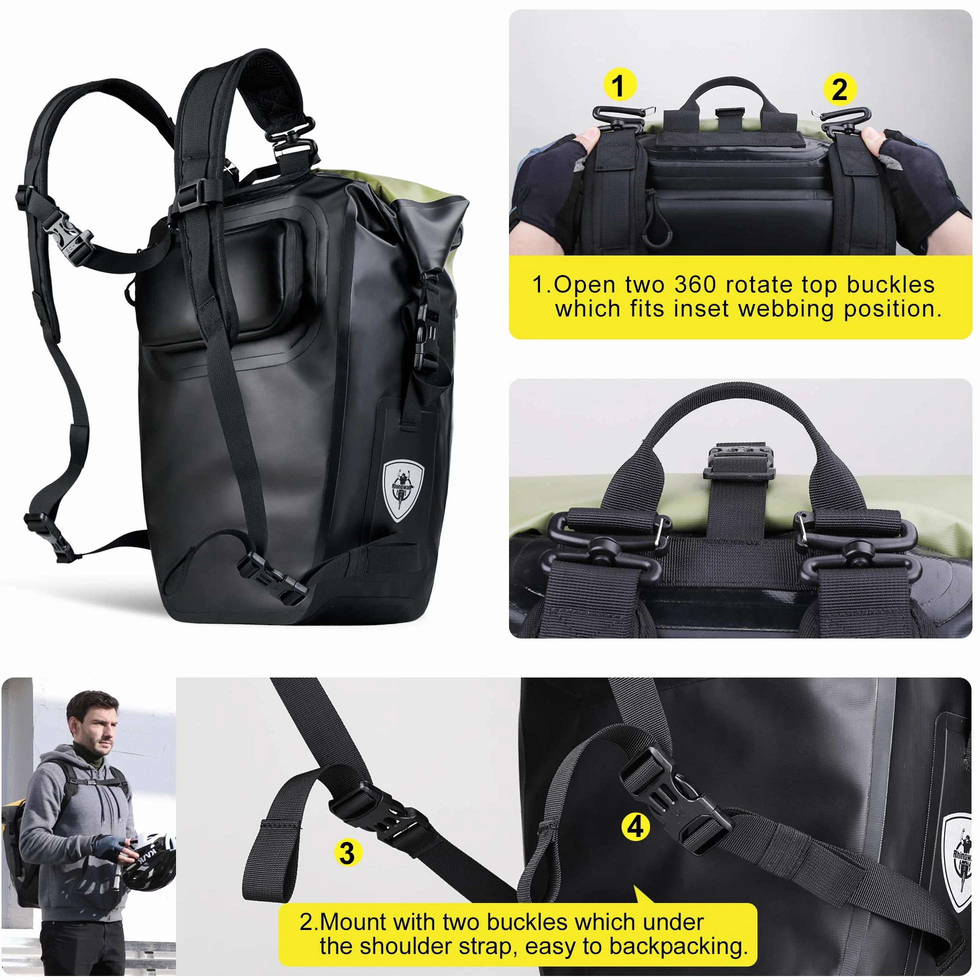 BAIGIO 27L / 30L Multi-Tasca Borsa per Bicicletta Impermeabile Borse Portapacchi Posteriore Bici MTB Sacchetto della Bicicletta per Ciclismo e Viaggio (Verde)