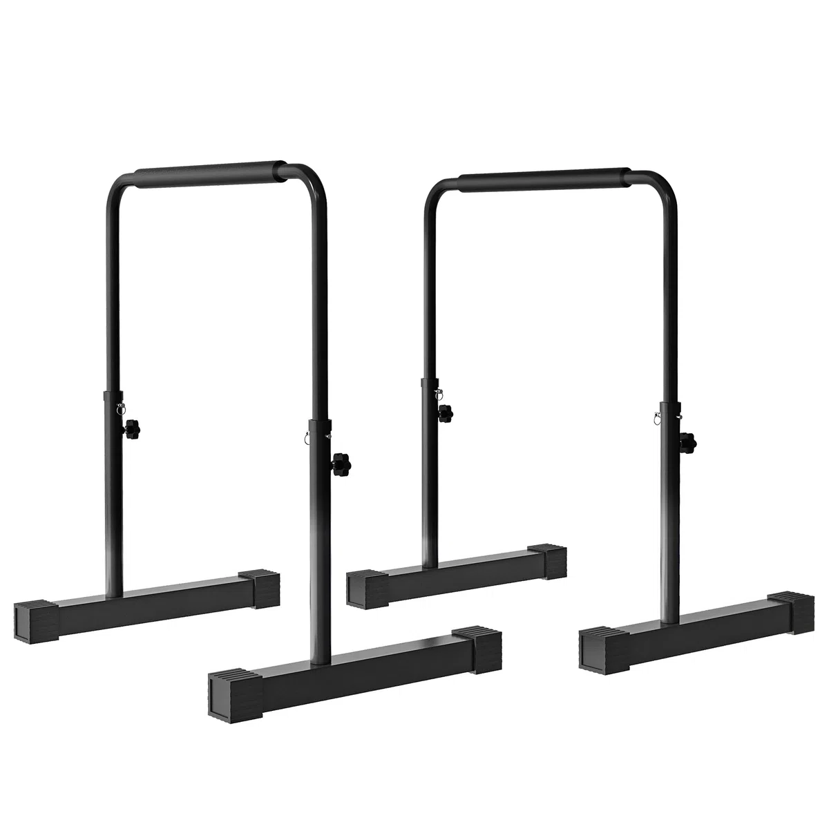 SPORTNOW Set 2 Barre per Dip Regolabile su 4 Altezze con Maniglie Antiscivolo, Push Up Bar in Acciaio, 70x50x80-105 cm, Nero