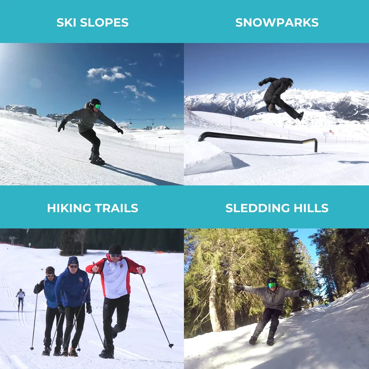 Snowfeet - Mini Pattini da Sci Corti per Neve | Sci per Scarpe Invernali | Pattini da Neve Corti Snowblades Skiboards | The Real Original (Black)