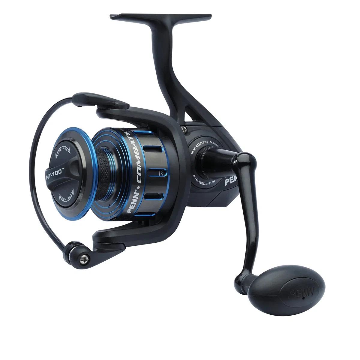 PENN Mulinello Combat III per pesca in acqua salata, versatile, per barca, kayak, riva, spinning, jigging, surf e uso a tutto tondo, nero/blu