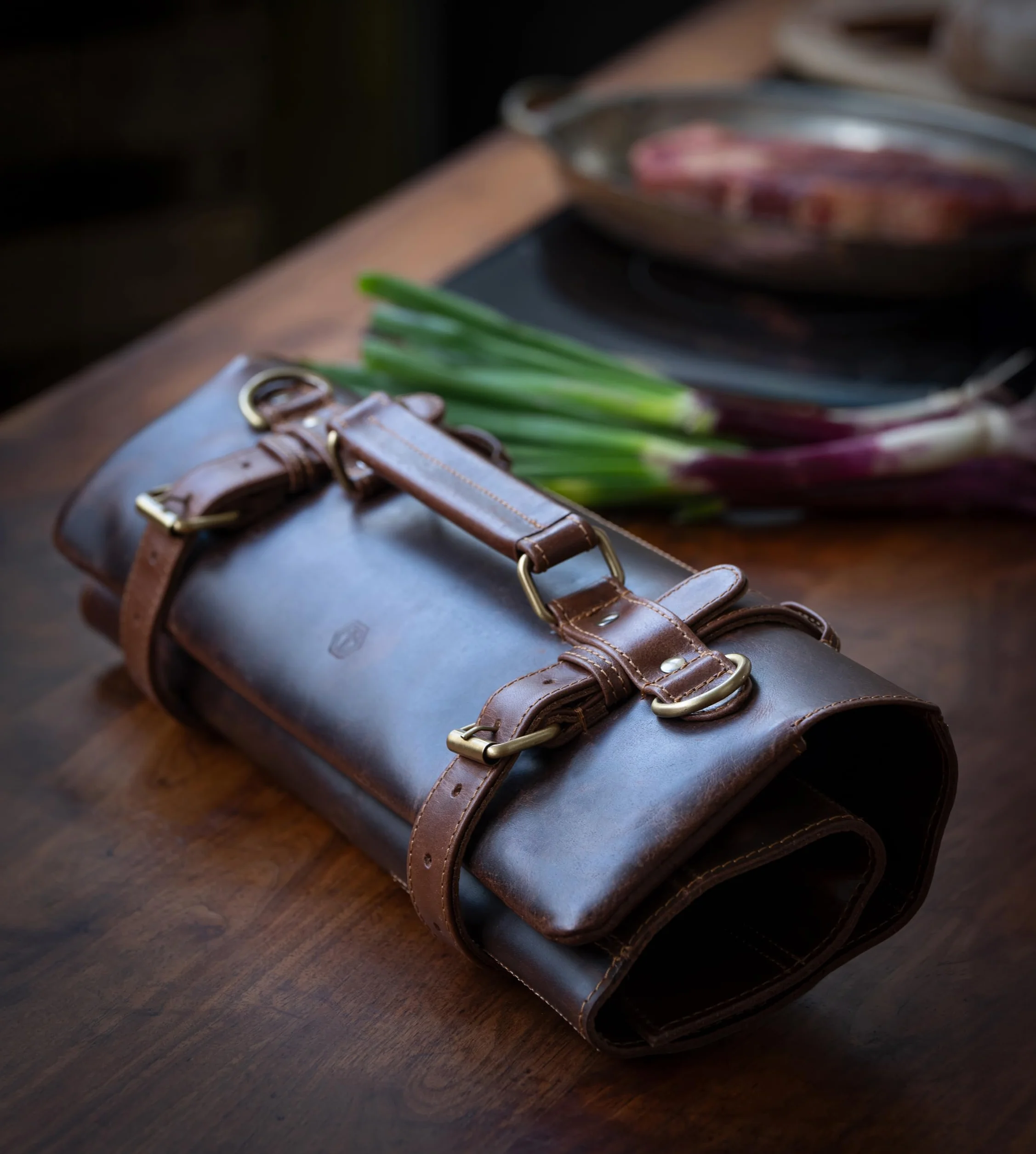 Angus Stoke Borsa portacoltelli extra grande in pelle di bufalo per cuochi – Premium in vera pelle professionale – Coltello da cuoco richiudibile – Borsa da cucina Ethan
