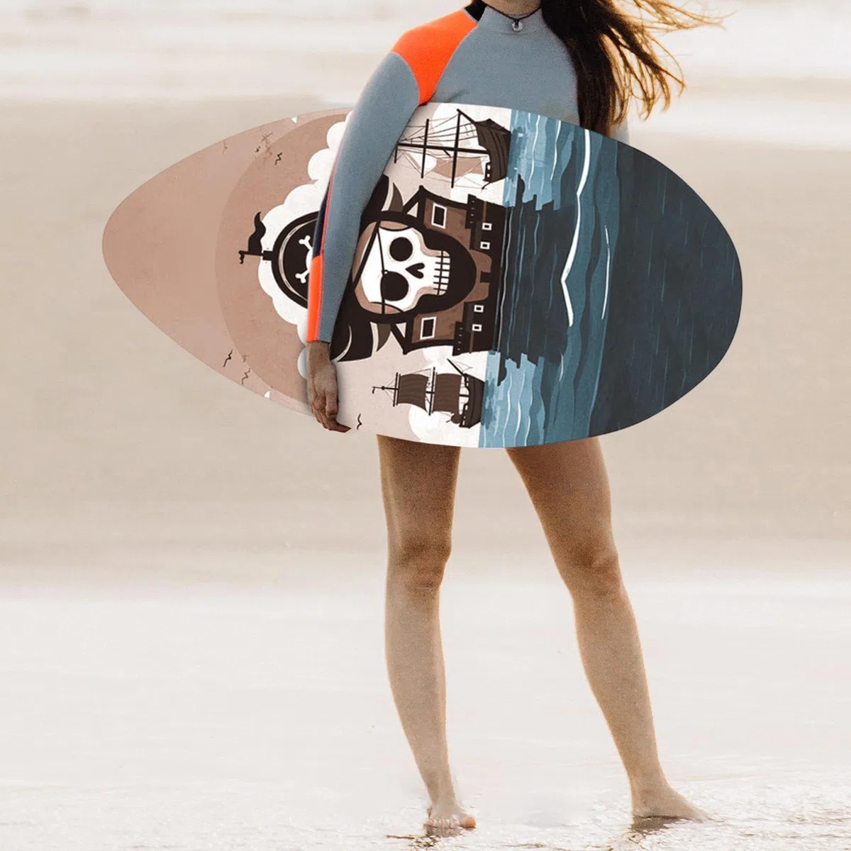 Skimboard Piccola tavola da Surf, 35 Pollici, in Piedi, Leggero, Legno, Board di Sabbia da Spiaggia Skim Board per Bambini per Principianti