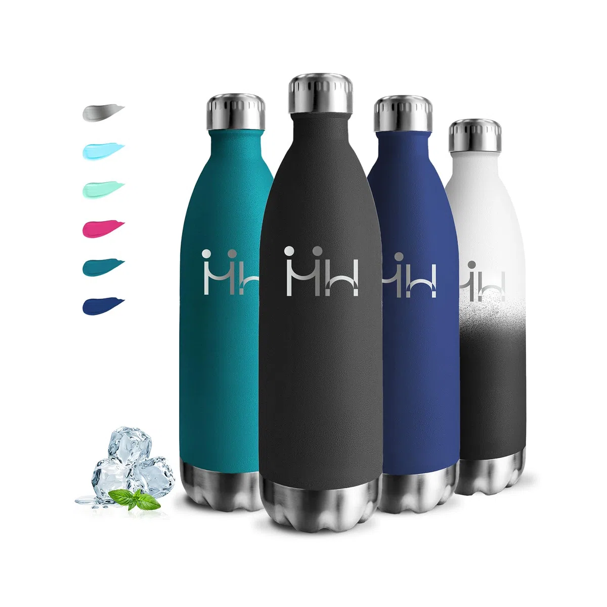 Borraccia Termica, Borraccia 1 litro, Senza BPA, Borraccie Acciaio Inox, Senza Perdite, Thermos per Bevande Calde, Mantiene Caldo per 12 Ore/Freddo 24 Ore, Borracce Termiche per Corsa, Yoga, Campeggio