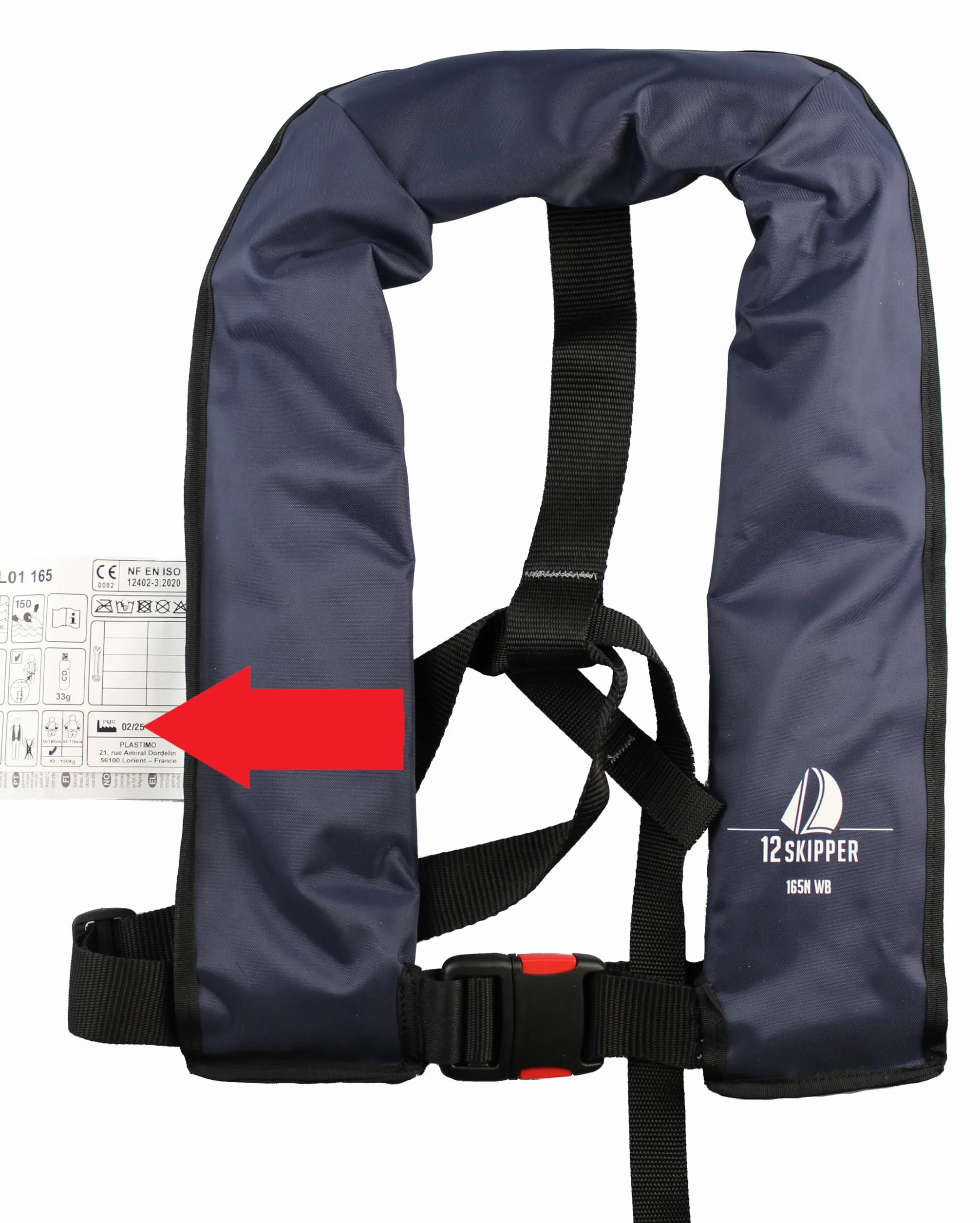 Gilet di salvataggio automatico 165N con imbracatura, giubbotto di salvataggio blu acciaio