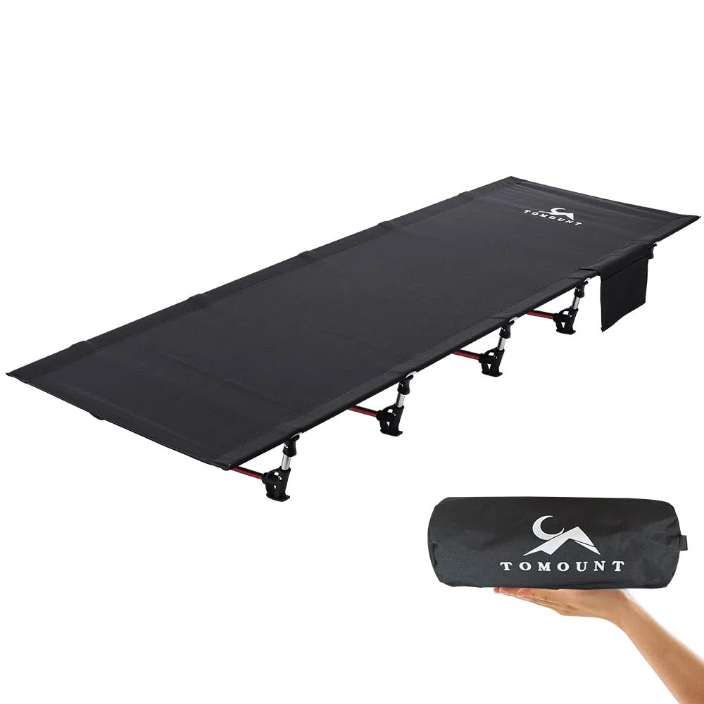 Lettino da campeggio pieghevole leggero pali in alluminio compatto portatile lettino da campeggio facile da costruire letto da campeggio resiliente per tende