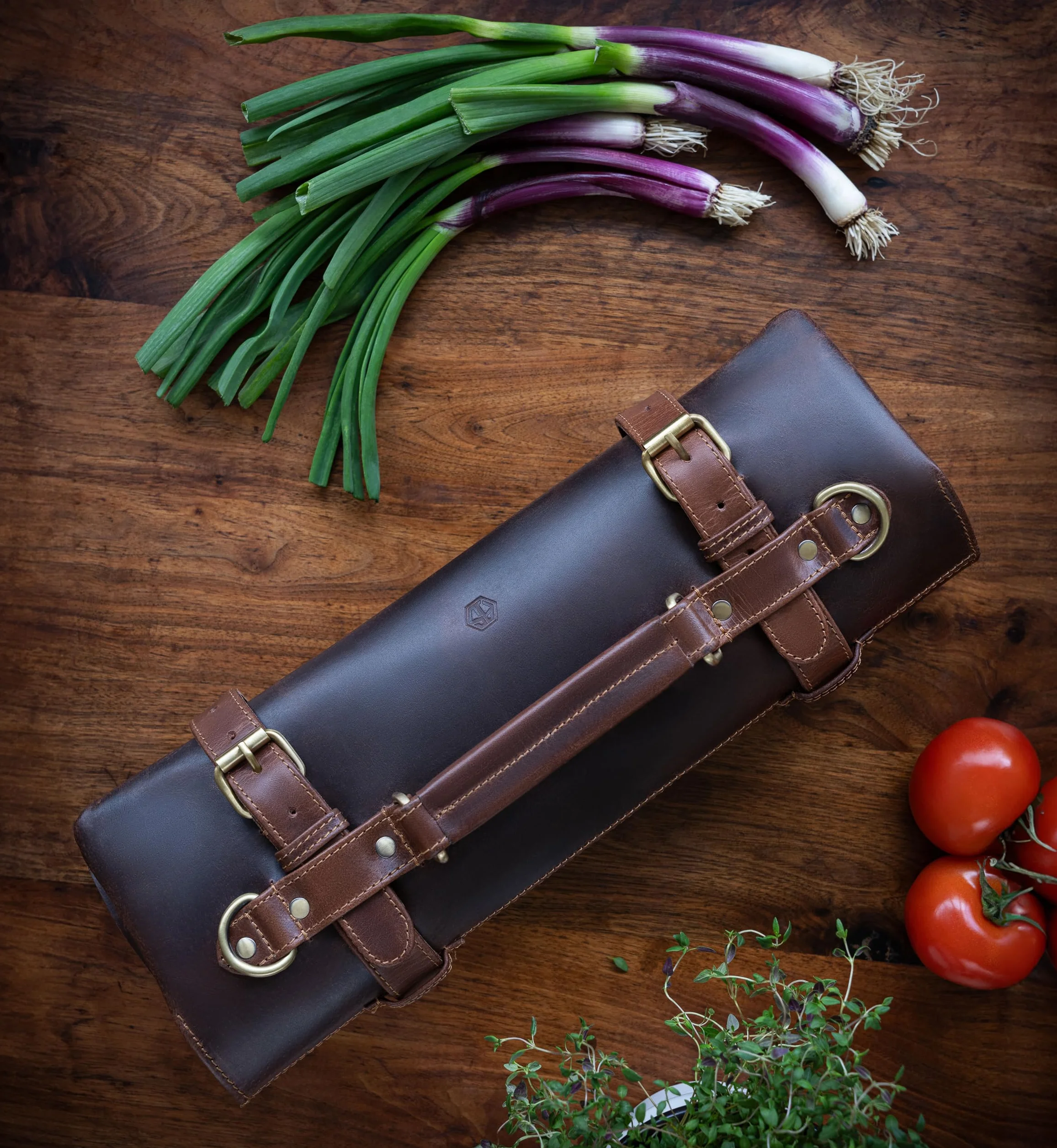 Angus Stoke Borsa portacoltelli extra grande in pelle di bufalo per cuochi – Premium in vera pelle professionale – Coltello da cuoco richiudibile – Borsa da cucina Ethan