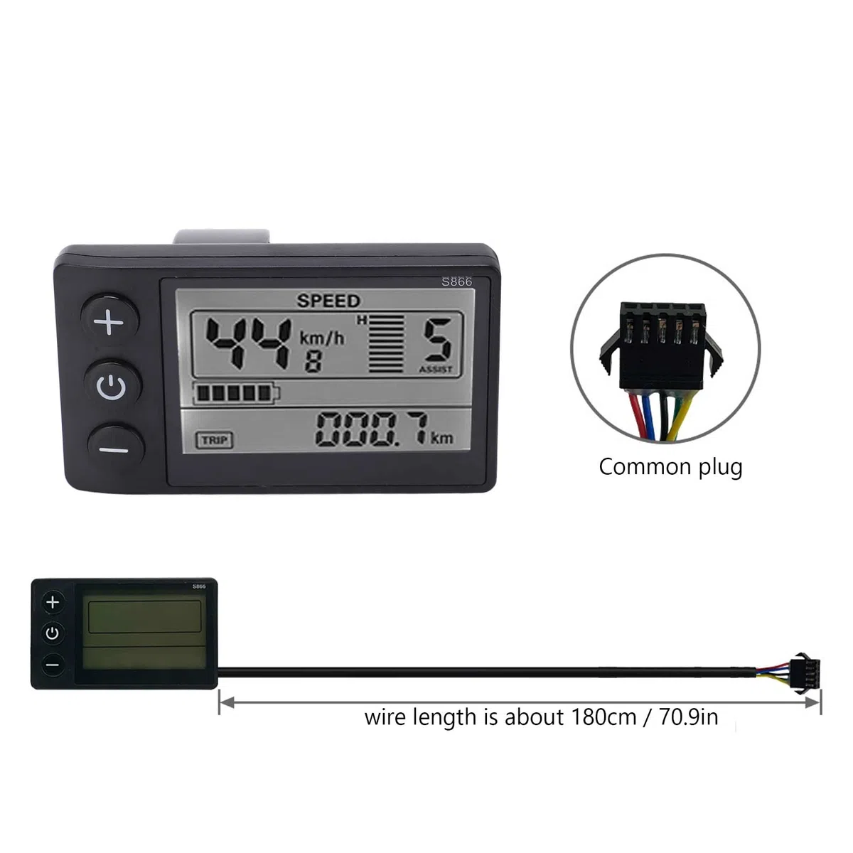 BuyWeek Kit Controller Brushless Bici Elettrica, Controller Motore Brushless 36V 48V 500W 750W 22A 9 Tubo con Misuratore Display LCD S866 per Bici Elettrica Scooter E-Bike