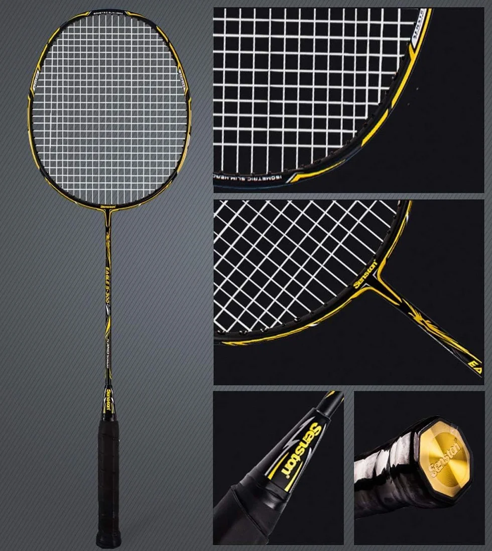 Senston Racchetta da Badminton in Carbonio Grafite con Custodia protettivi di qualità con Volano,Overgrip