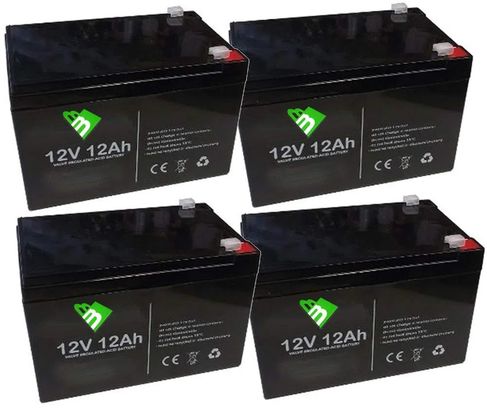 KIT 4X BATTERIA AL PIOMBO CICLICA 12V 12AH RICARICABILE PER BICI ELETTRICHE 48V 12AH
