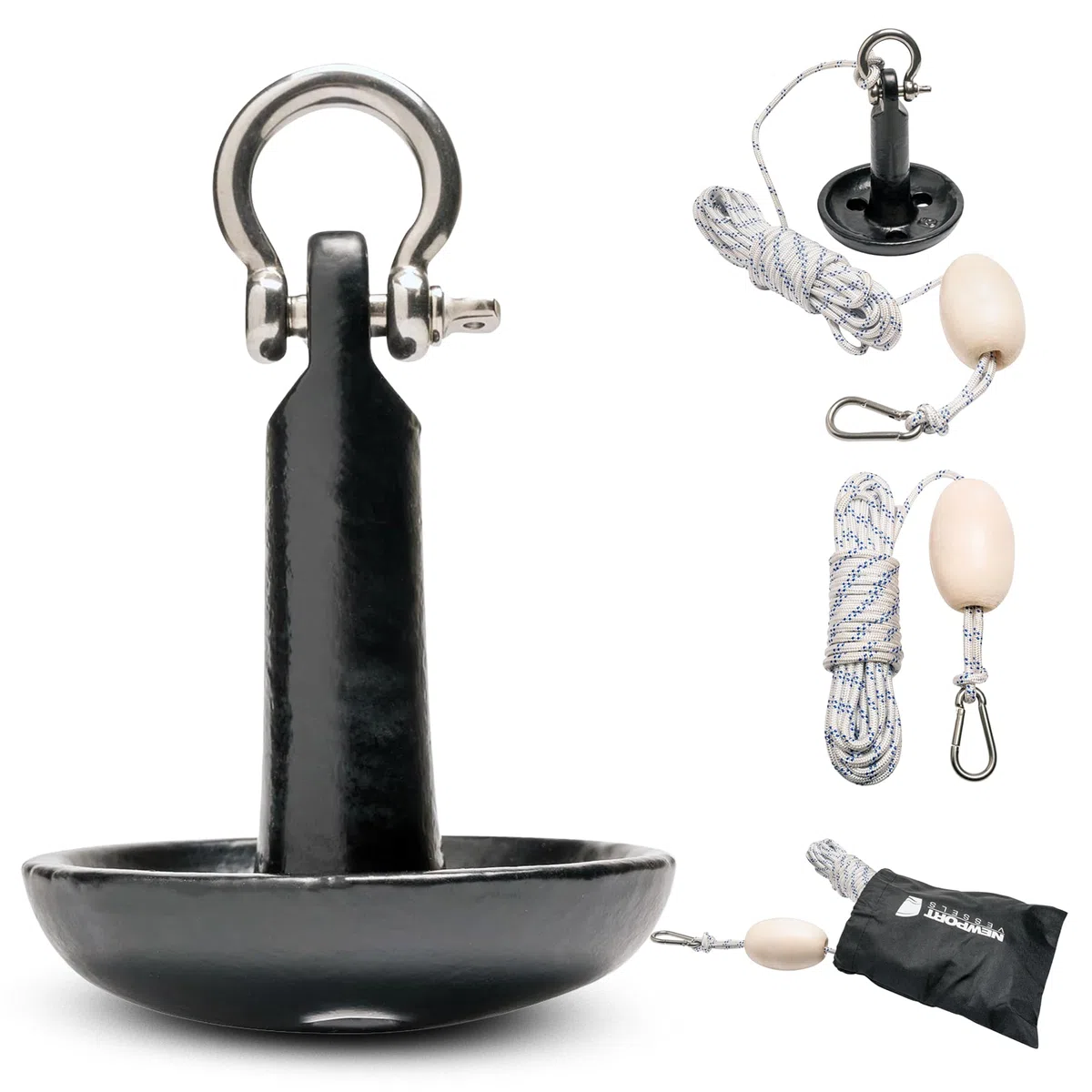 Newport Vessels Set di Ancoraggio a Fungo di Alta qualità con Borsa, Corda, bouy e Hardware in Acciaio Inossidabile