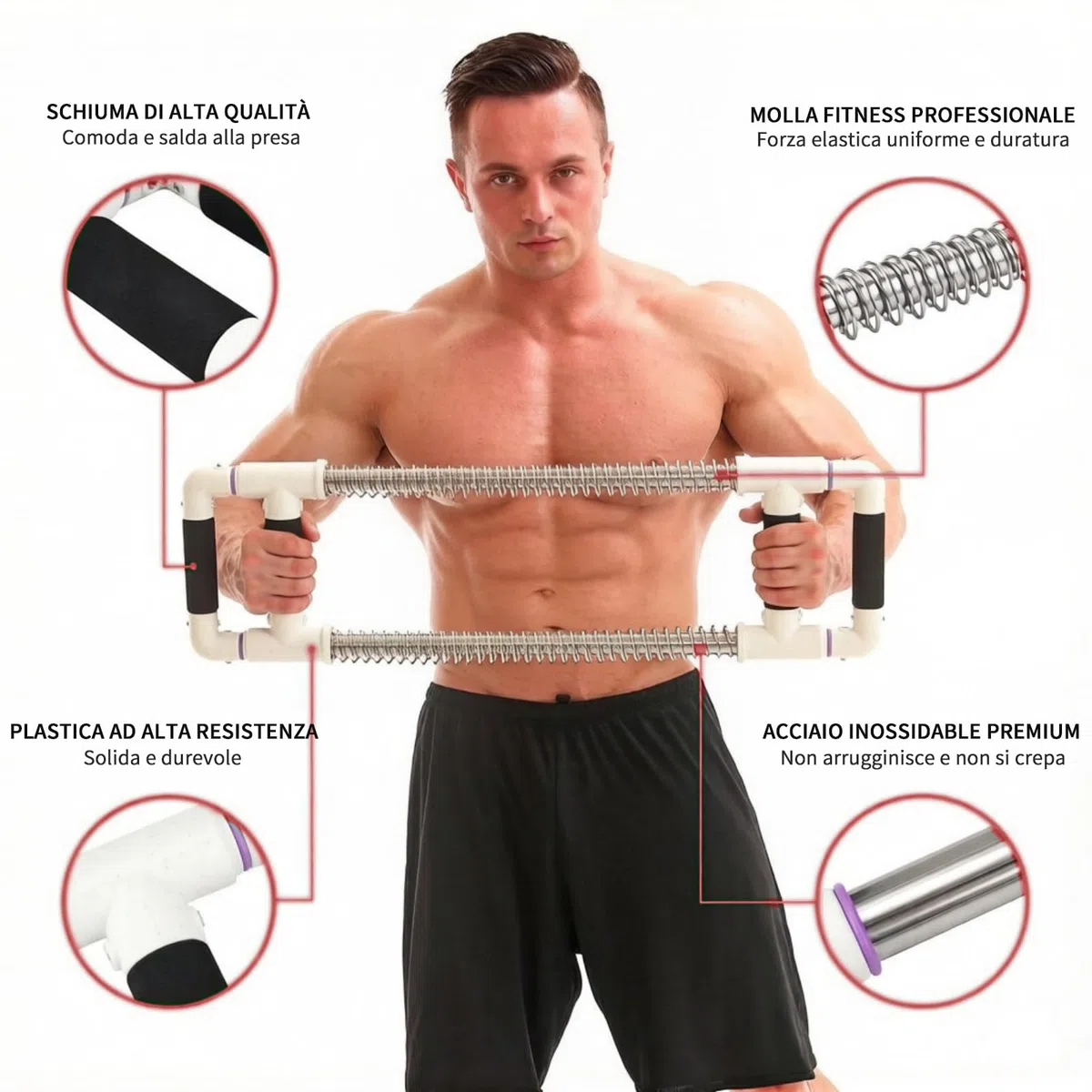 GOFITNESS Push Down Bar Attrezzo per Pettorali | Esercizi Petto, Braccia, Spalle, Addominali e Schiena - Allenatore per Pettorali Attrezzo per Allenamento della Forza a Casa