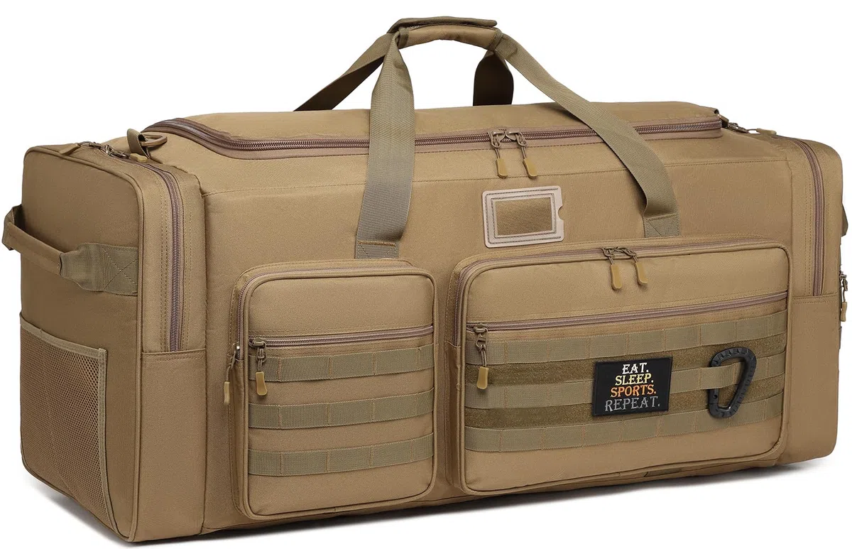 Borsa da Viaggio, 130L, Grande Borsa Sportiva, pieghevole, per Sauna, da Uomo e da Donna, per Sport, Weekender (Marrone)