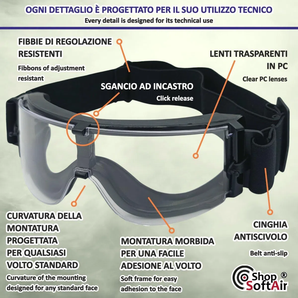 Occhiali Tattici Militari con 3 Lenti Antiappannamento, Nero o Tan, Custodia Semirigida, Tracolla Regolabile, Sport