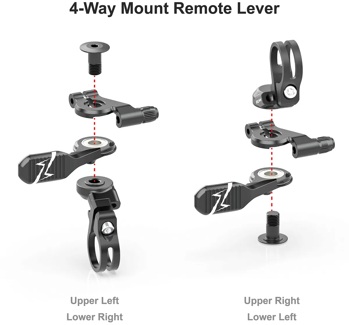 Funn UpDown Kit leva remota CNC per reggisella telescopico per mountain bike, con 4 posizioni di montaggio, compatibile con reggisele con routing esterno e interno