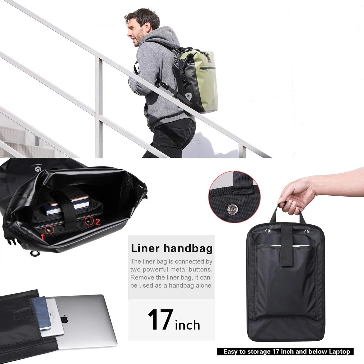 BAIGIO 27L / 30L Multi-Tasca Borsa per Bicicletta Impermeabile Borse Portapacchi Posteriore Bici MTB Sacchetto della Bicicletta per Ciclismo e Viaggio (Verde)
