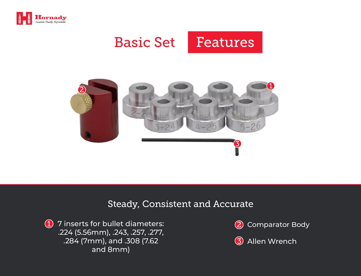 Hornady L-N-L Bullet Comparator Basic Set (Body + 6 Inserts)