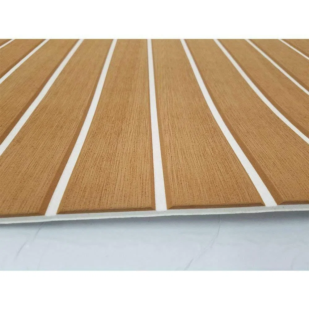 Pavimentazione Antiscivolo Pavimentazione in Schiuma Eva Tappetino in Teak Tappeto Autoadesivo per Barca Yacht 6mm Marrone con Linee Bianche
