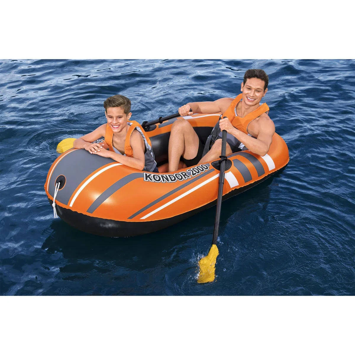 Bestway 61062 - Set canotto con pompa e remi, circa 198x122 cm, Multicolore