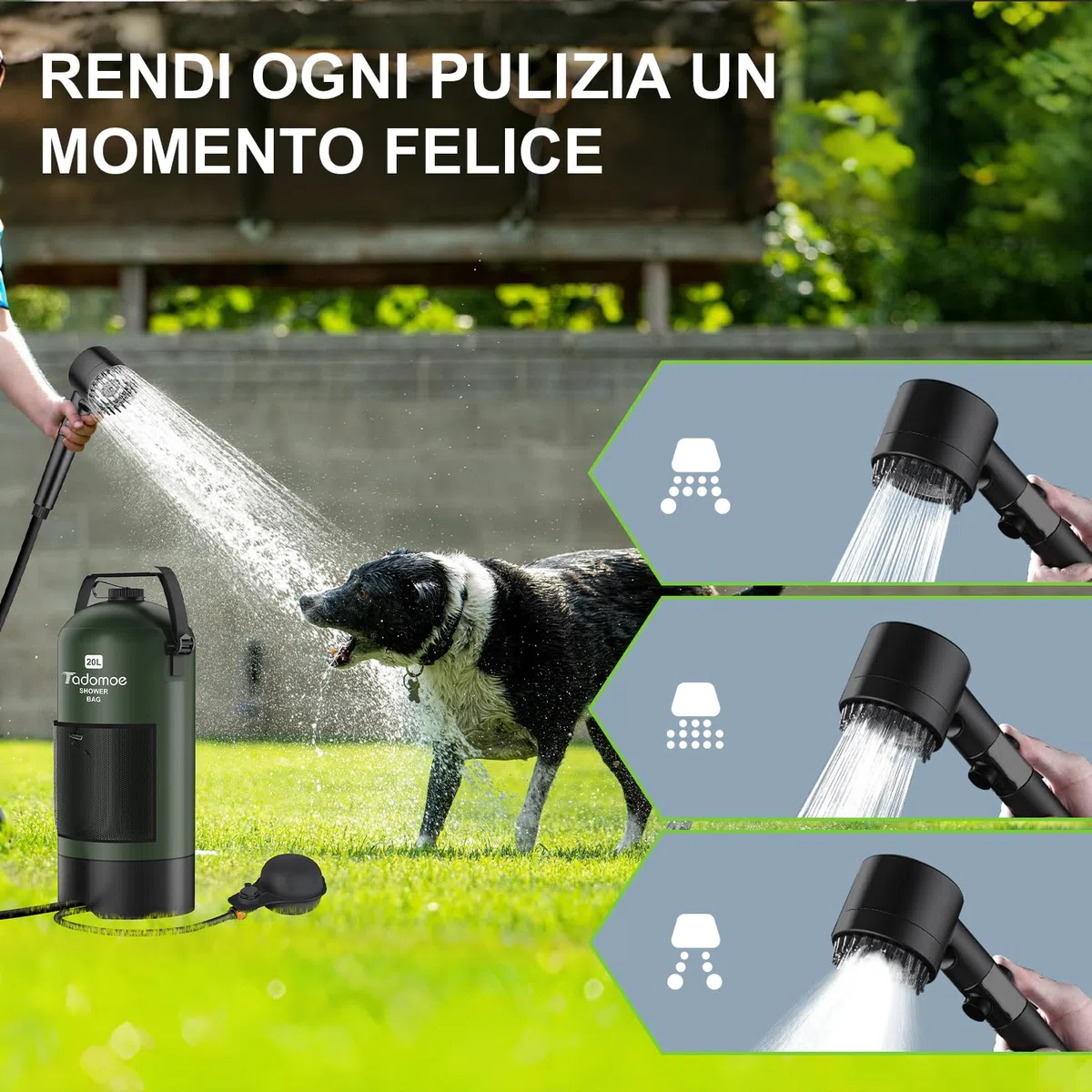 20L Doccia da Campeggio con Pompa ad Aria a Pedale, Doccia Portatile Solare Borsa con Pratico Ugello per Campeggio, Escursionismo e Spiaggia