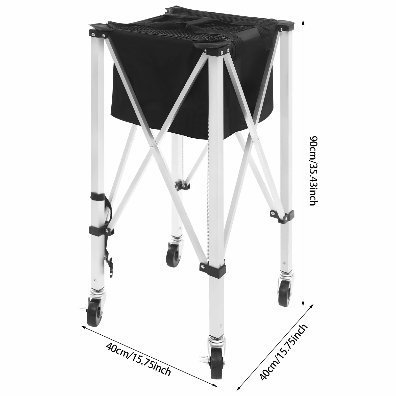 Carrello pieghevole per pallina da tennis, carrello per palline da tennis, portatile, leggero, cestino da tennis, in alluminio, fino a 20 kg, per giocatori di tennis