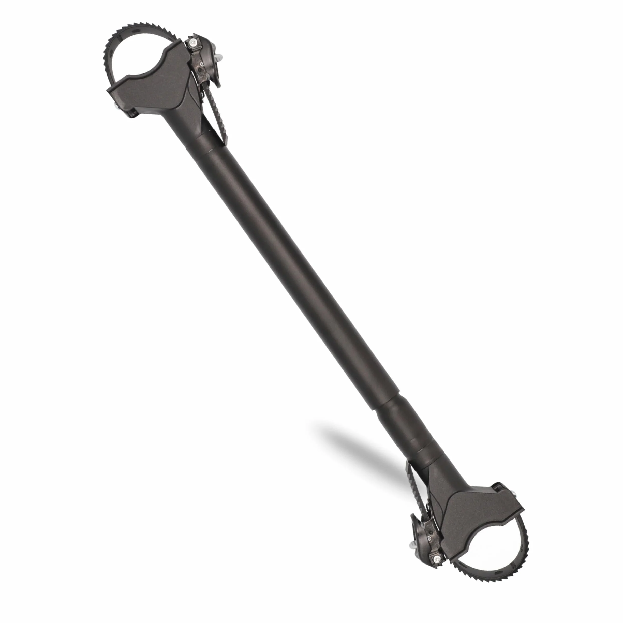 FISCHER Adattatore per telaio della bicicletta, adattatore variabile per un trasporto sicuro e pratico, adatto per tubi fino a 6 cm di diametro, distanza fino a 65 cm tra reggisella e manubrio, nero