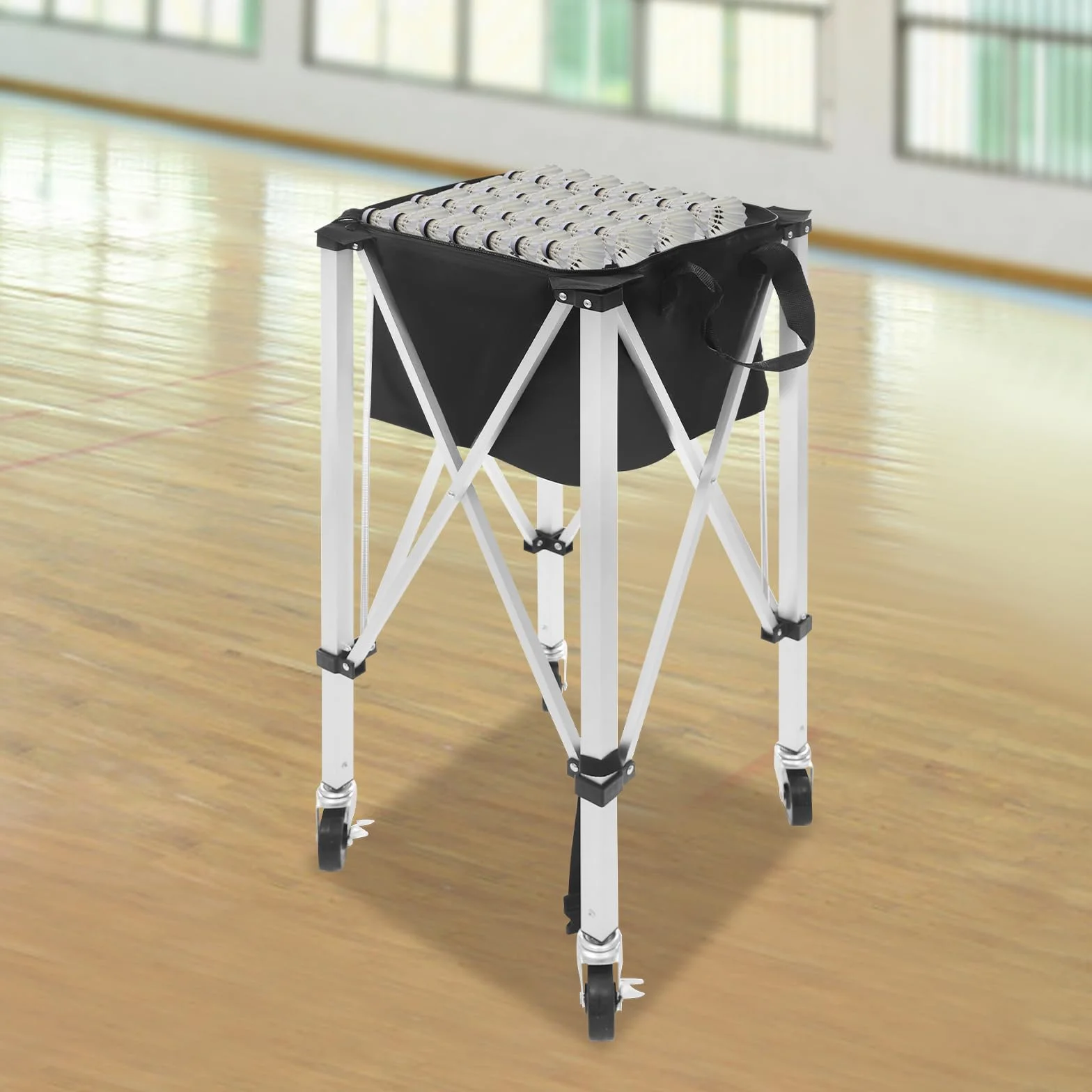 Carrello pieghevole per pallina da tennis, carrello per palline da tennis, portatile, leggero, cestino da tennis, in alluminio, fino a 20 kg, per giocatori di tennis
