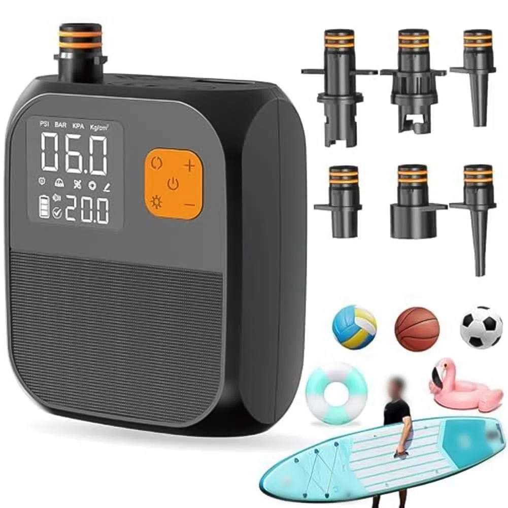 Pompa ad aria elettrica, 6000 mAh, senza fili, con touch screen, 25 PSI ad alto flusso per kayak, SUP, tende, luce LED