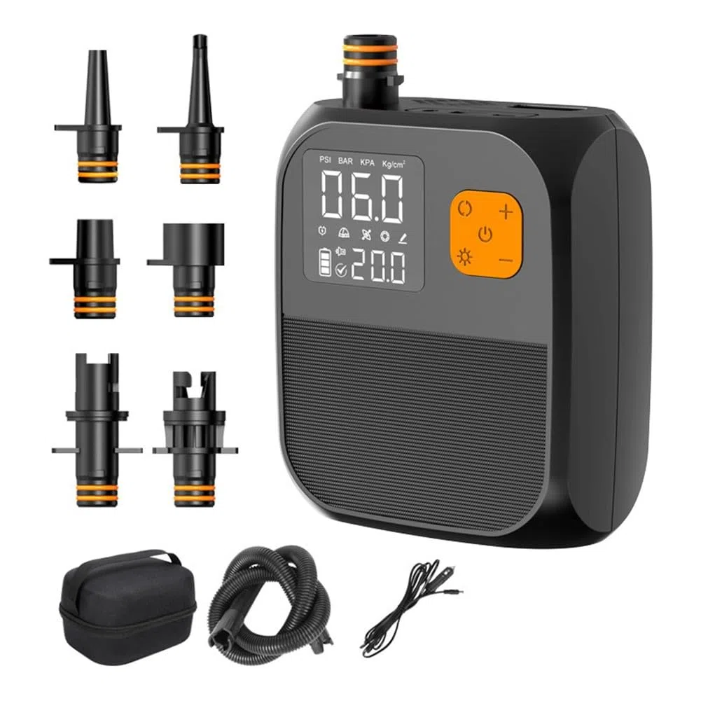 Pompa ad aria elettrica, 6000 mAh, senza fili, con touch screen, 25 PSI ad alto flusso per kayak, SUP, tende, luce LED