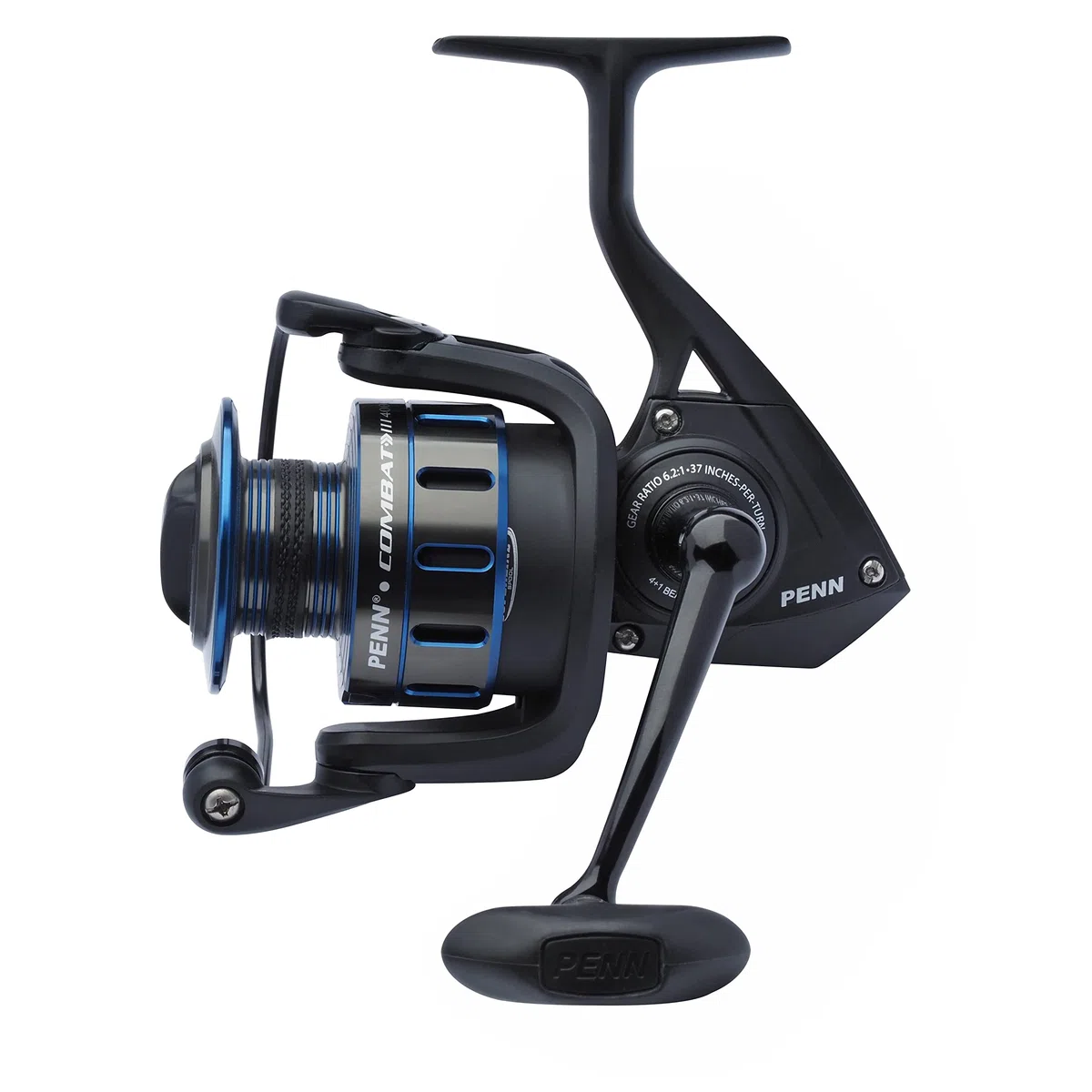 PENN Mulinello Combat III per pesca in acqua salata, versatile, per barca, kayak, riva, spinning, jigging, surf e uso a tutto tondo, nero/blu